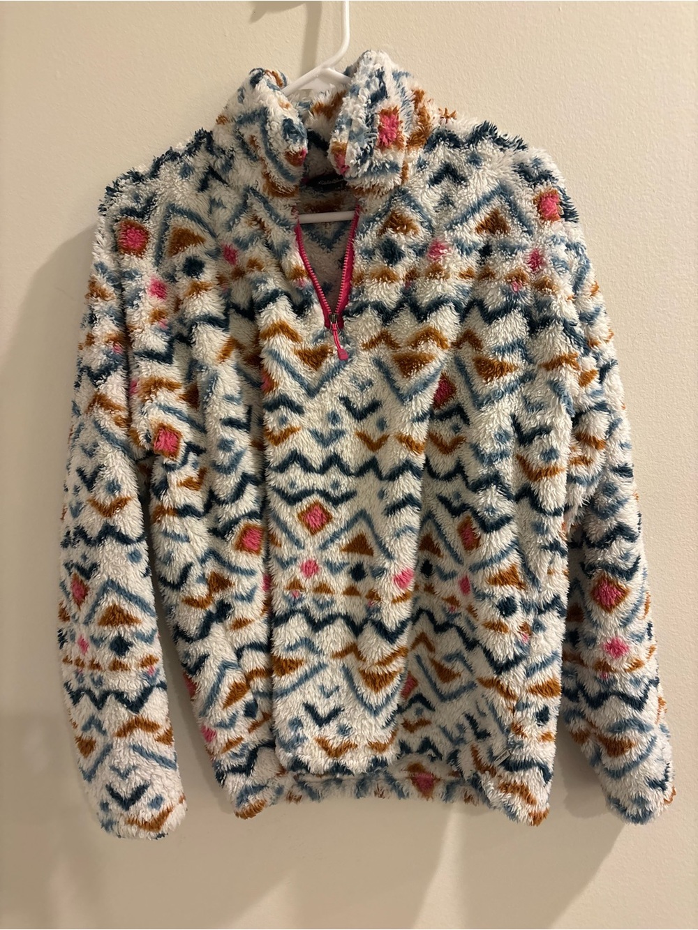 Eddie Bauer Patterned Fleece Quarter-Zip Sweater